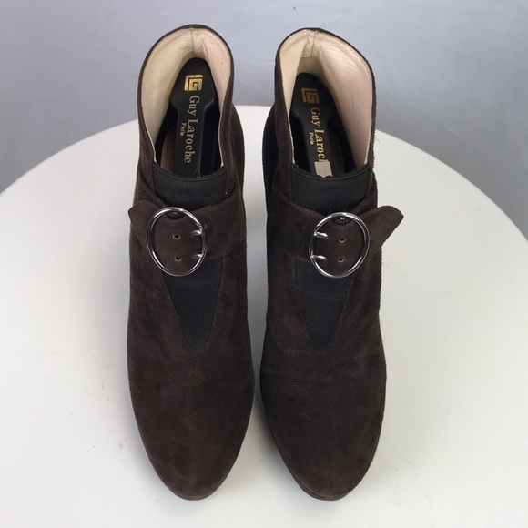 Prada Suede Heeled Booties with Front Buckle Size 10 - Picture 4 of 12